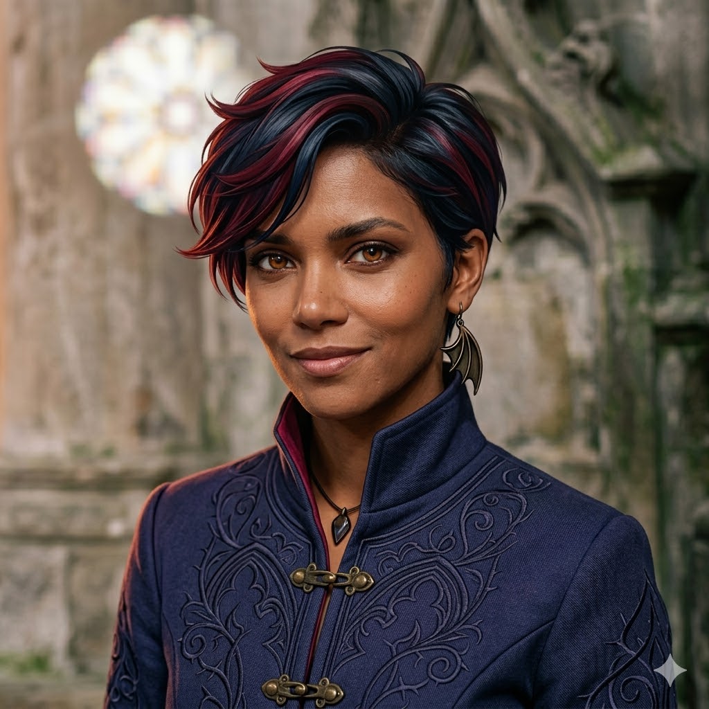 Imagem de mulher morena de cabelo curto, sorrindo