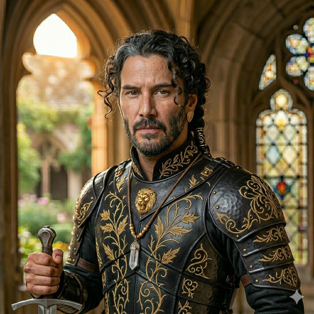 Imagem de homem branco de barba no estilo cavaleiro