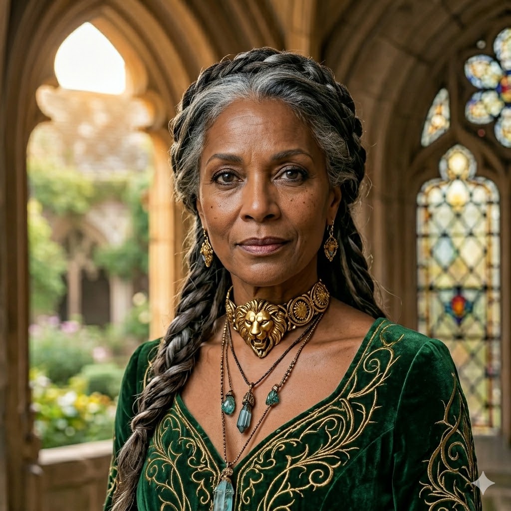 Imagem de mulher idosa de cabelo branco, sorrindo